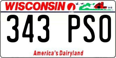 WI license plate 343PSO