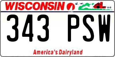 WI license plate 343PSW