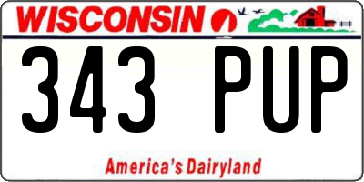 WI license plate 343PUP