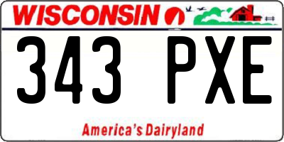 WI license plate 343PXE