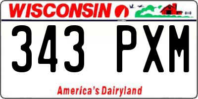 WI license plate 343PXM