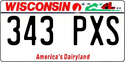 WI license plate 343PXS