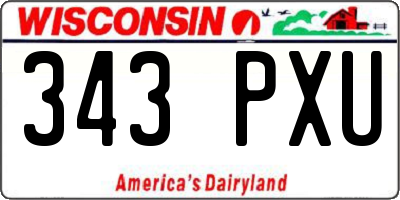 WI license plate 343PXU
