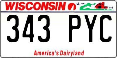 WI license plate 343PYC