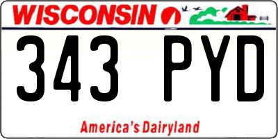 WI license plate 343PYD