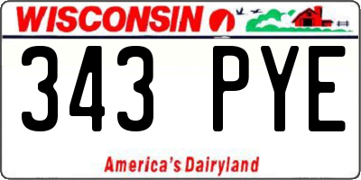 WI license plate 343PYE