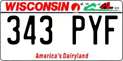WI license plate 343PYF