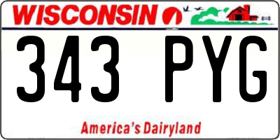 WI license plate 343PYG