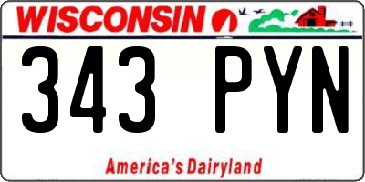 WI license plate 343PYN