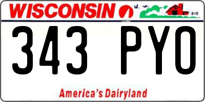 WI license plate 343PYO