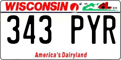 WI license plate 343PYR