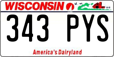 WI license plate 343PYS
