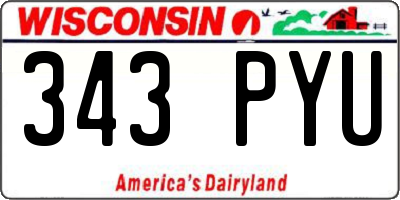 WI license plate 343PYU