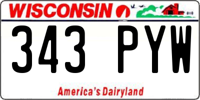 WI license plate 343PYW