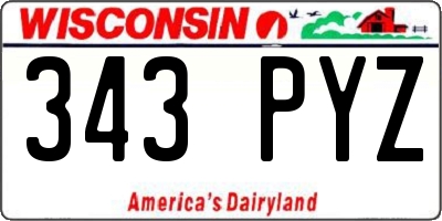 WI license plate 343PYZ