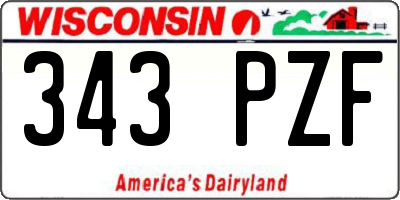 WI license plate 343PZF