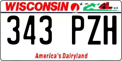WI license plate 343PZH