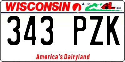 WI license plate 343PZK