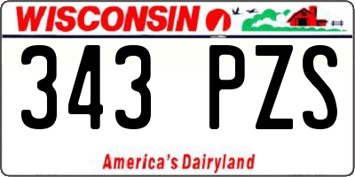 WI license plate 343PZS