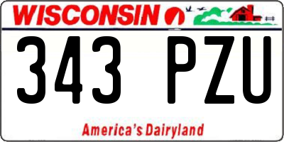 WI license plate 343PZU