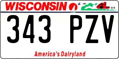 WI license plate 343PZV