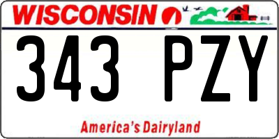 WI license plate 343PZY