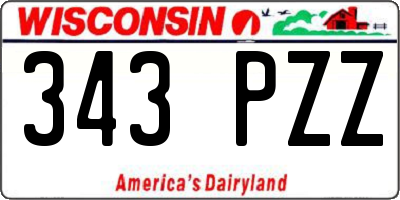 WI license plate 343PZZ