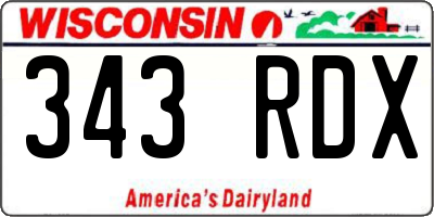WI license plate 343RDX
