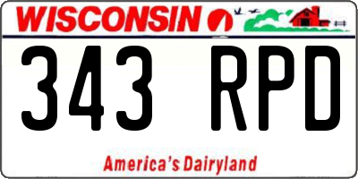 WI license plate 343RPD