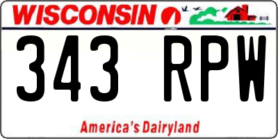 WI license plate 343RPW