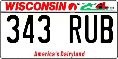 WI license plate 343RUB