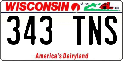 WI license plate 343TNS