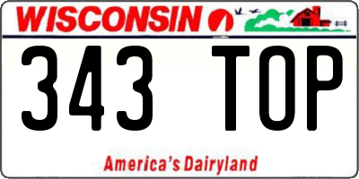 WI license plate 343TOP