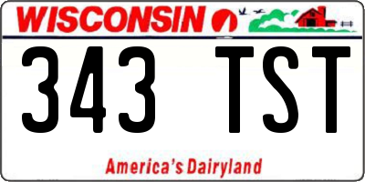 WI license plate 343TST
