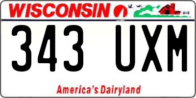 WI license plate 343UXM