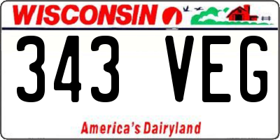 WI license plate 343VEG