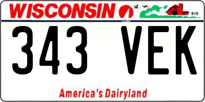 WI license plate 343VEK
