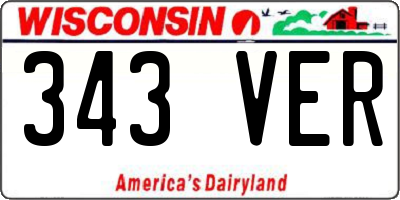 WI license plate 343VER