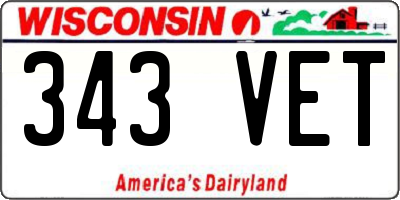 WI license plate 343VET