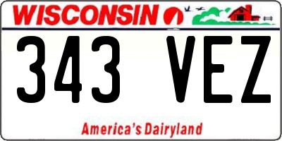 WI license plate 343VEZ