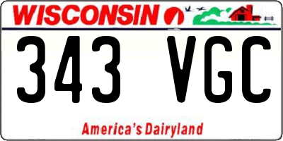 WI license plate 343VGC