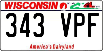 WI license plate 343VPF