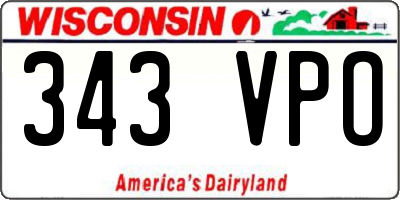 WI license plate 343VPO