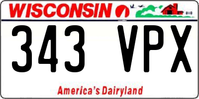 WI license plate 343VPX