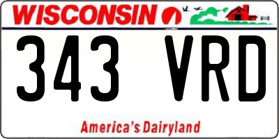 WI license plate 343VRD