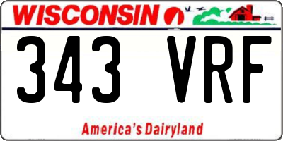 WI license plate 343VRF