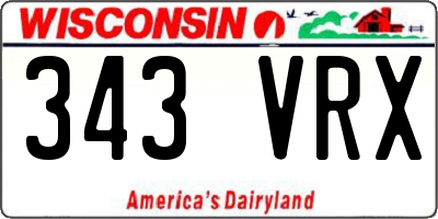 WI license plate 343VRX