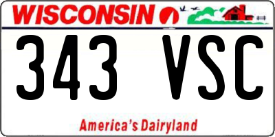 WI license plate 343VSC