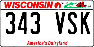 WI license plate 343VSK