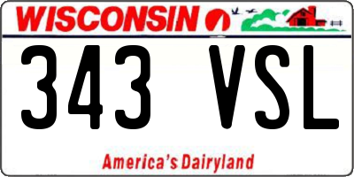WI license plate 343VSL
